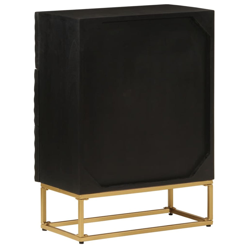 vidaXL fekete tömör mangófa és vas komód 55 x 30 x 76 cm