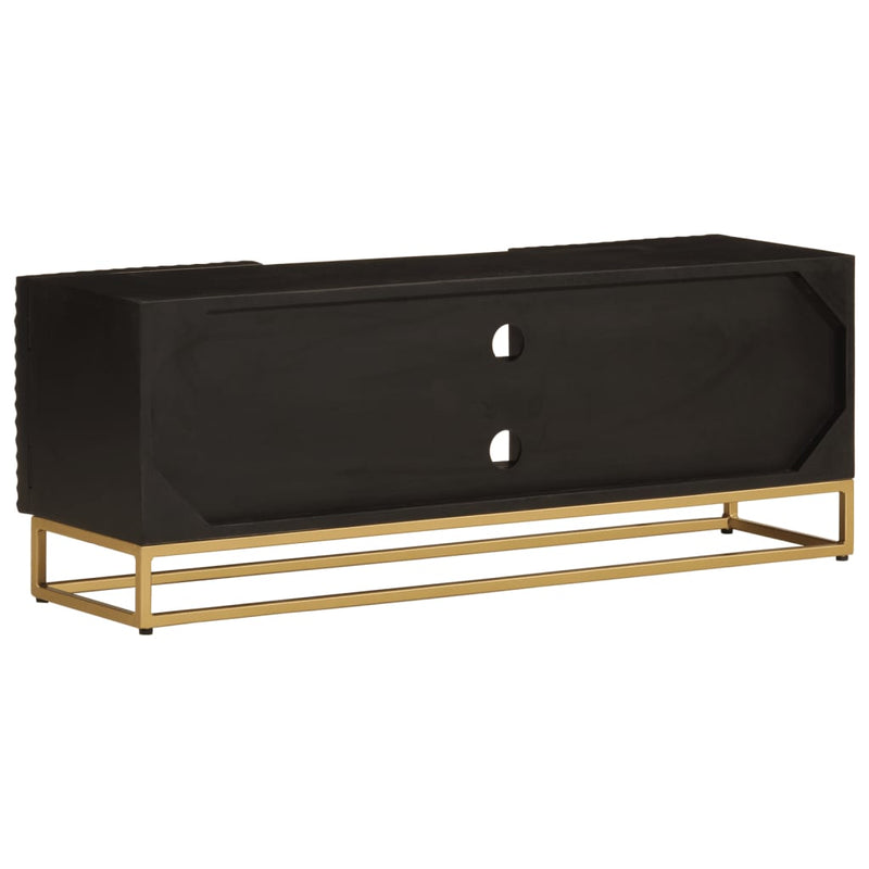 vidaXL fekete tömör mangófa és vas TV-szekrény 110 x 30 x 40 cm