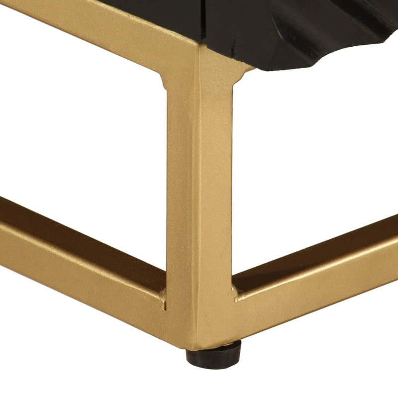 vidaXL fekete tömör mangófa és vas TV-szekrény 110 x 30 x 40 cm