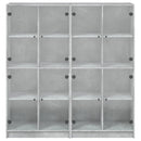 vidaXL betonszürke szerelt fa könyvespolc ajtókkal 136 x 37 x 142 cm