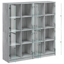 vidaXL szürke sonoma szerelt fa könyvespolc ajtókkal 136x37x142 cm