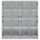 vidaXL szürke sonoma szerelt fa könyvespolc ajtókkal 136x37x142 cm