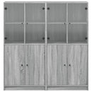 vidaXL szürke sonoma szerelt fa könyvespolc ajtókkal 136x37x142 cm
