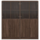 vidaXL barna tölgy színű szerelt fa könyvespolc ajtókkal 136x37x142 cm