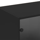 vidaXL fekete szerelt fa könyvespolc ajtóval 204x37x75 cm