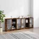 vidaXL füstös tölgy szerelt fa könyvespolc ajtókkal 204x37x75 cm