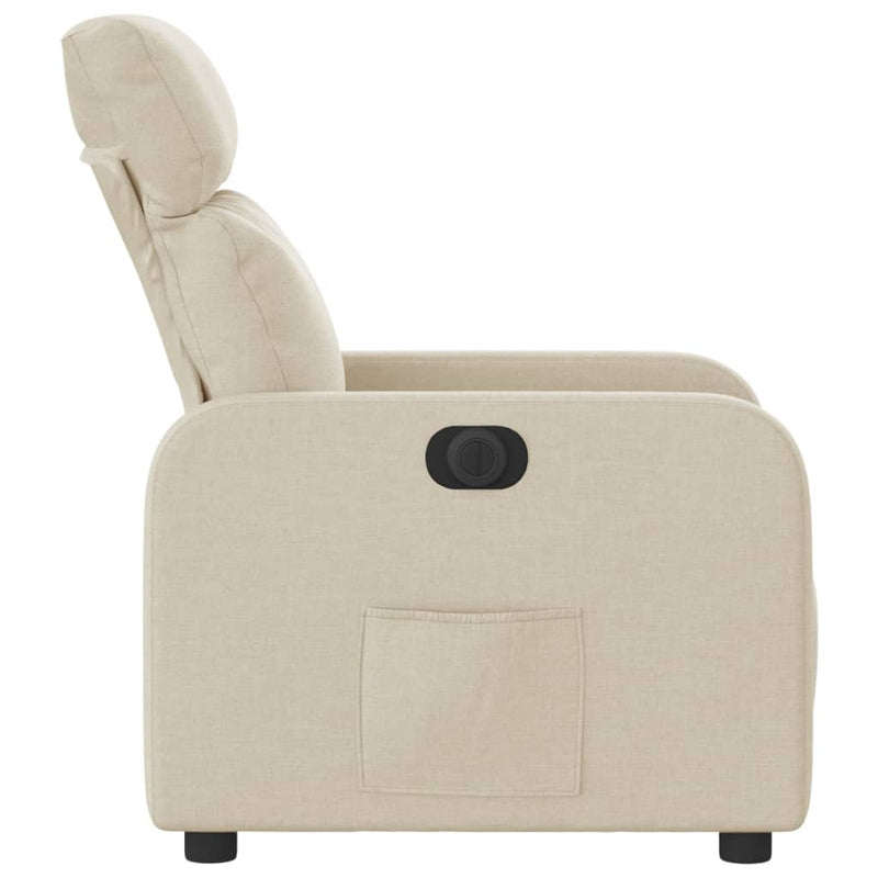 vidaXL krémszínű szövet elektromos dönthető fotel