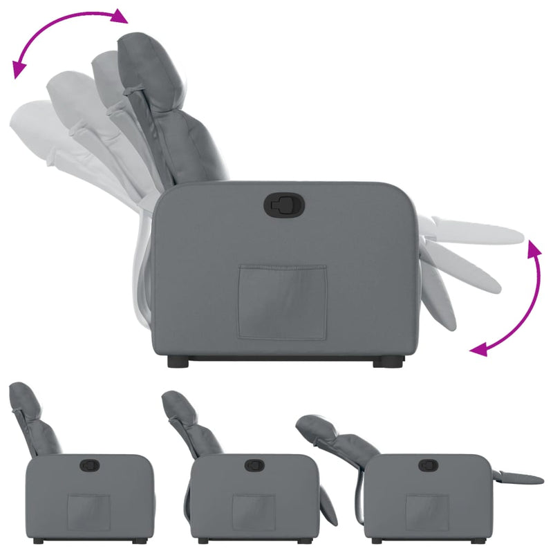 vidaXL szürke műbőr felállást segítő dönthető fotel