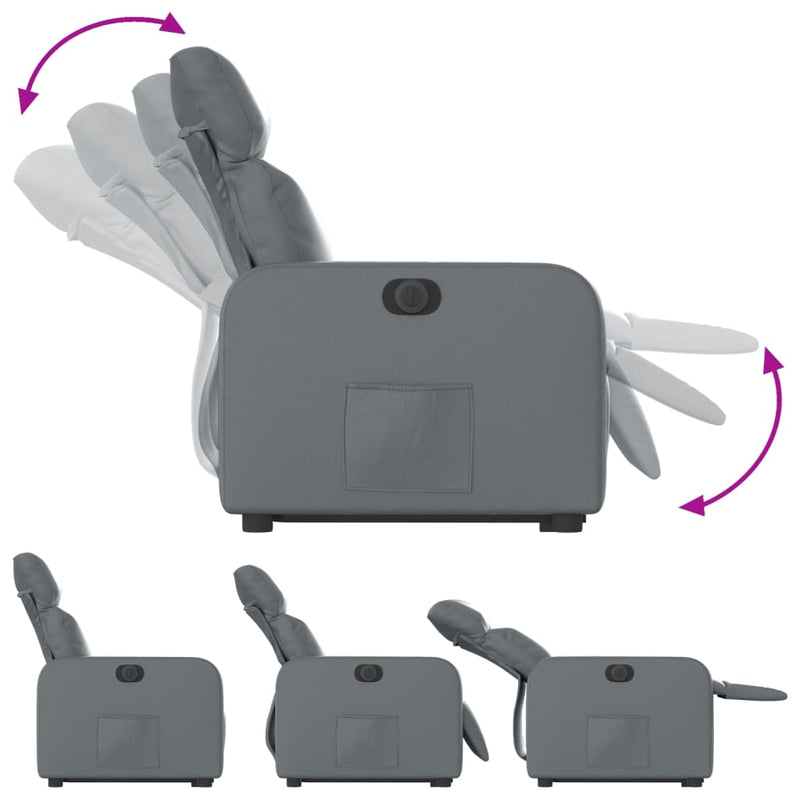 vidaXL elektromos szürke műbőr felállást segítő dönthető fotel