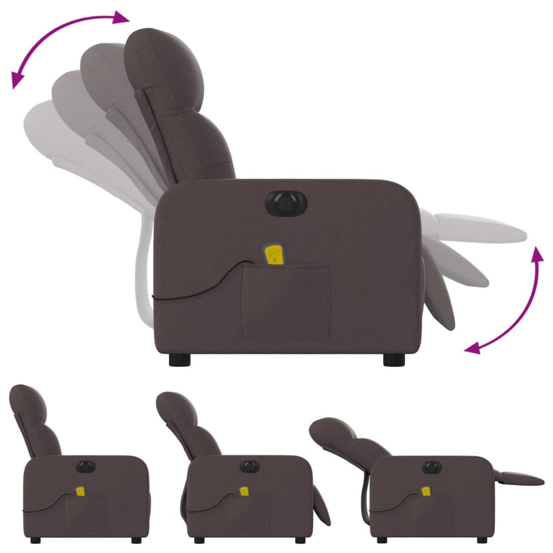 vidaXL sötétbarna szövet elektromos dönthető masszázsfotel