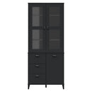 vidaXL VIKEN fekete tömör fenyőfa magasszekrény 80 x 40 x 190 cm