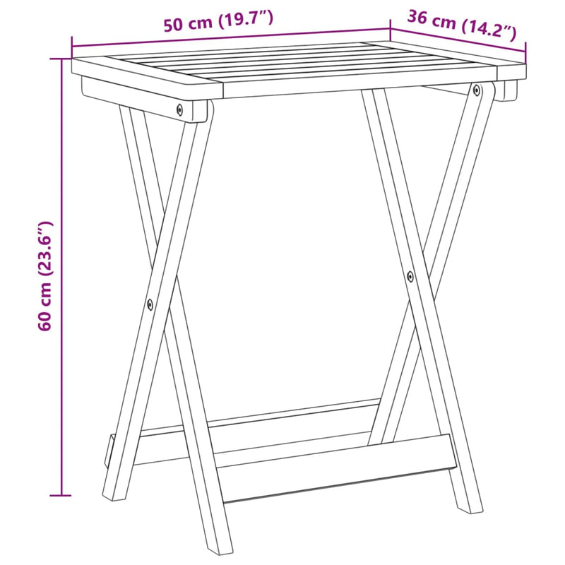 vidaXL tömör akácfa összecsukható kerti asztal 50 x 36 x 60 cm