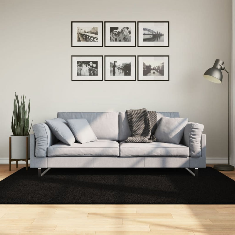 vidaXL HUARTE fekete rövid szálú puha és mosható szőnyeg 140 x 200 cm