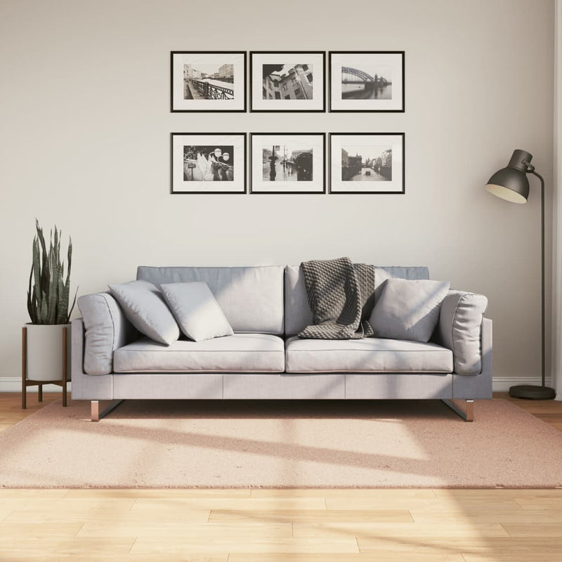 vidaXL HUARTE púderszínű rövid szálú puha és mosható szőnyeg 140x200cm