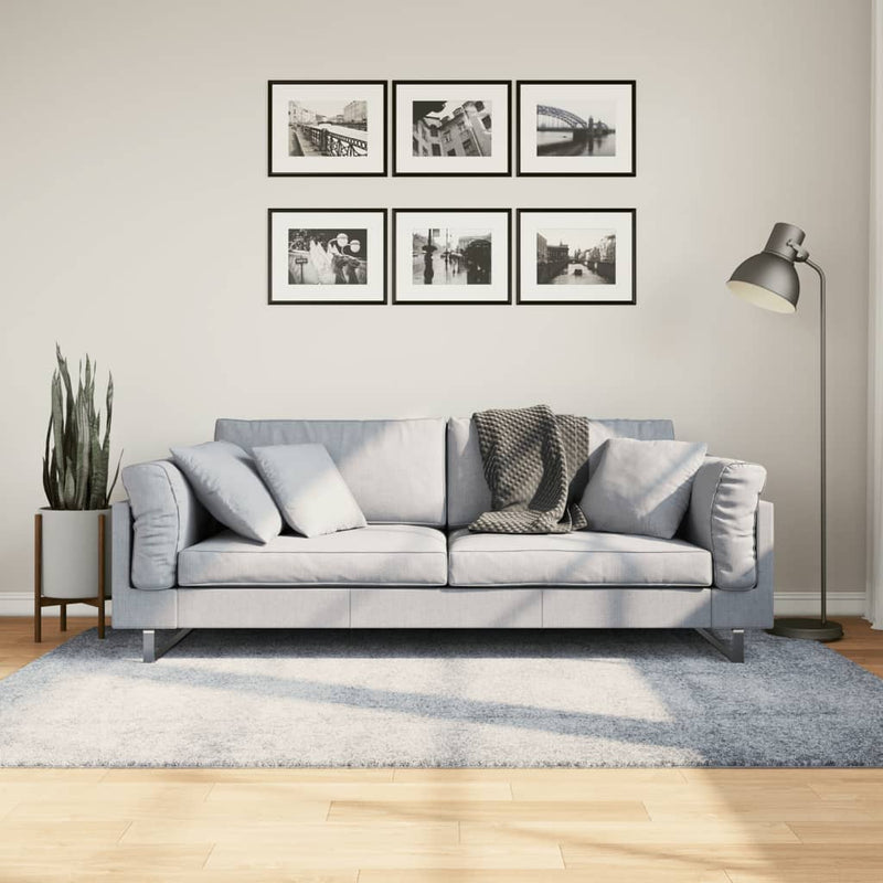 vidaXL PAMPLONA kék magas szálú bolyhos modern szőnyeg 140 x 200 cm