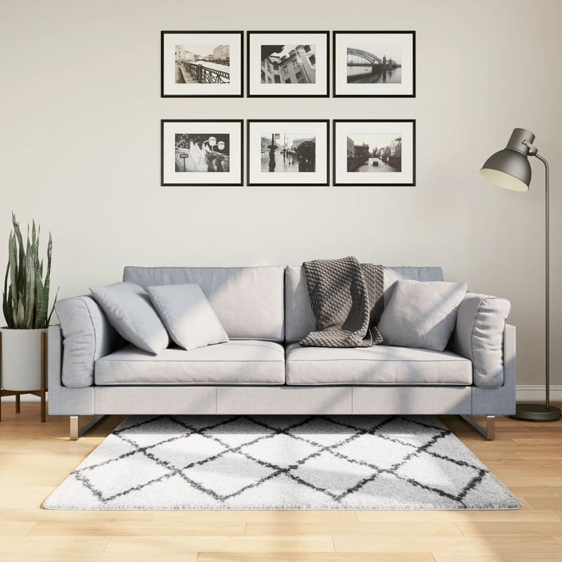 vidaXL PAMPLONA krém és fekete bolyhos modern szőnyeg 120 x 120 cm