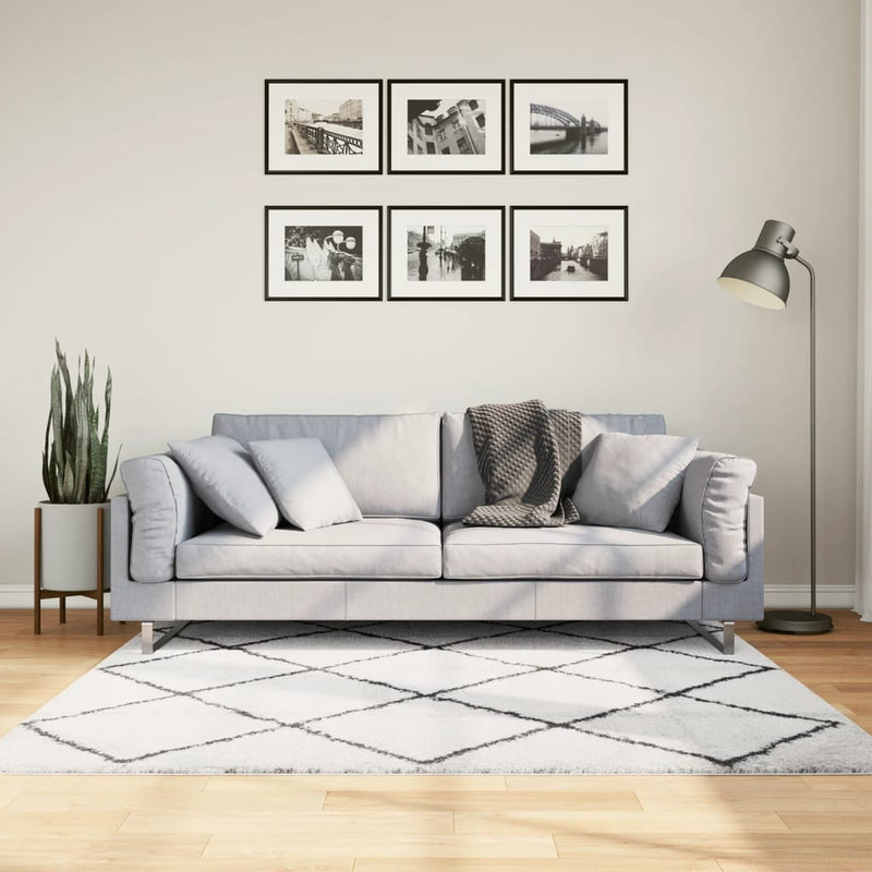 vidaXL PAMPLONA krém és fekete bolyhos modern szőnyeg 160 x 160 cm