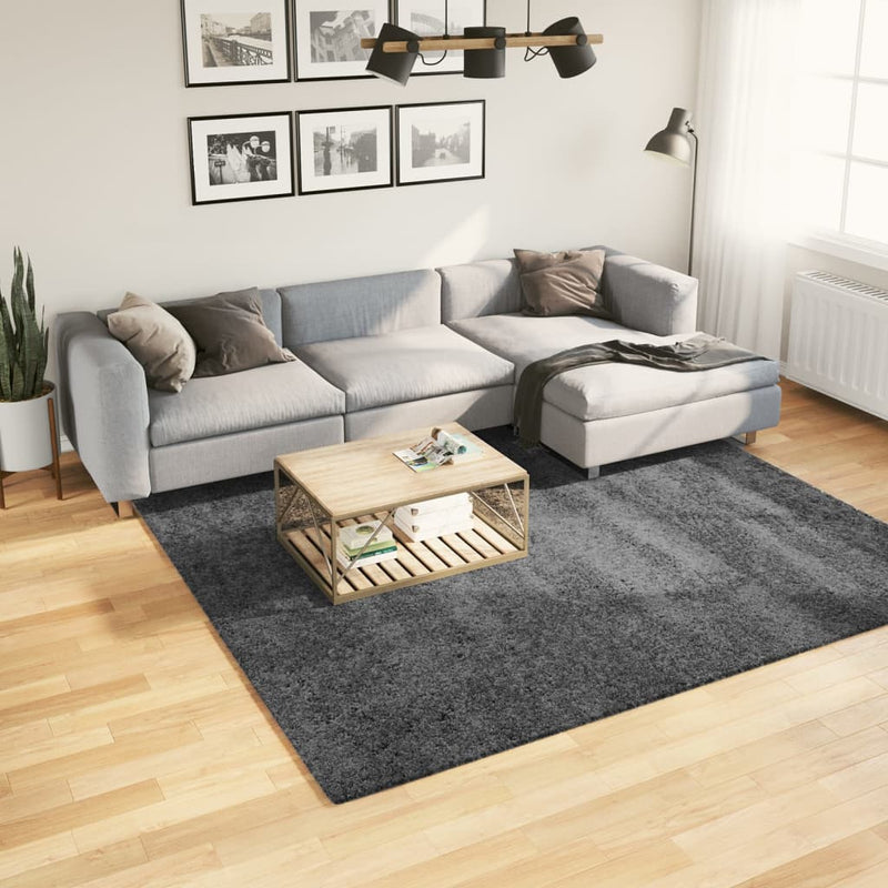 vidaXL OVIEDO antracitszürke rövid szálú szőnyeg 240 x 240 cm