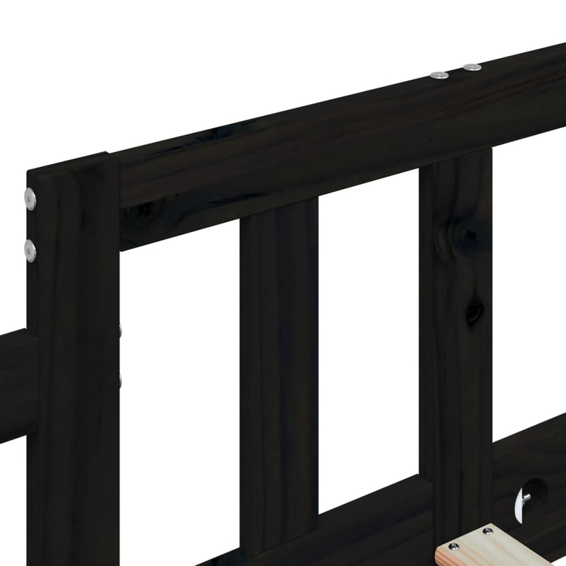 vidaXL fekete tömör fenyőfa kanapéágy 90 x 190 cm