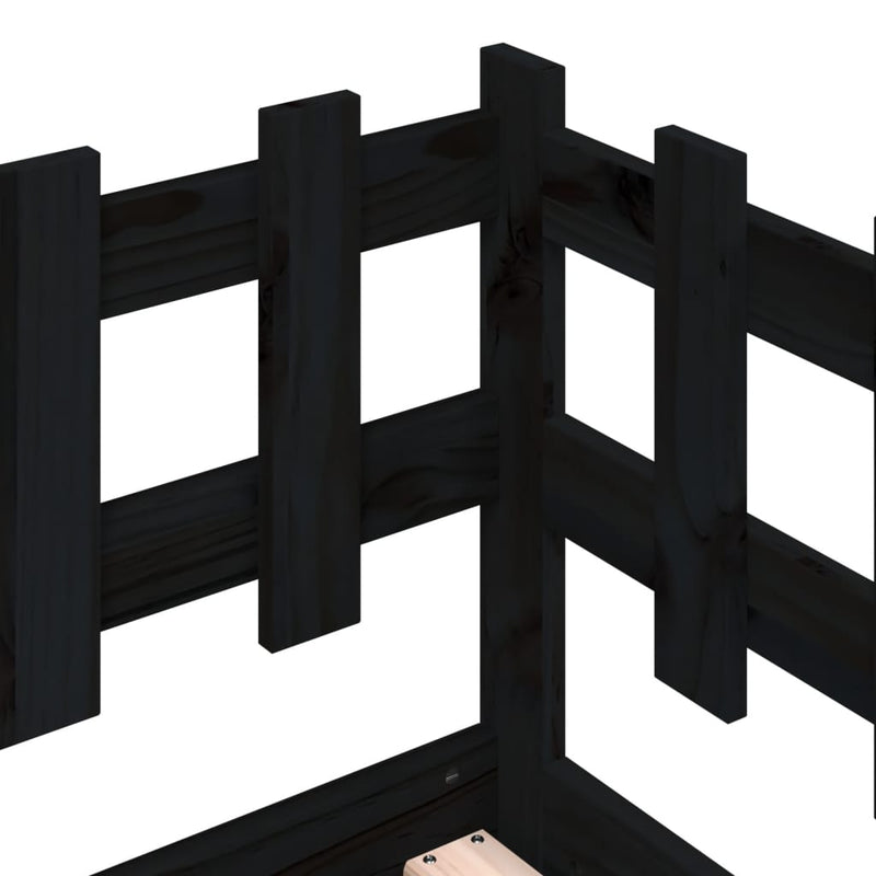 vidaXL fekete tömör fenyőfa kanapéágy 90 x 200 cm