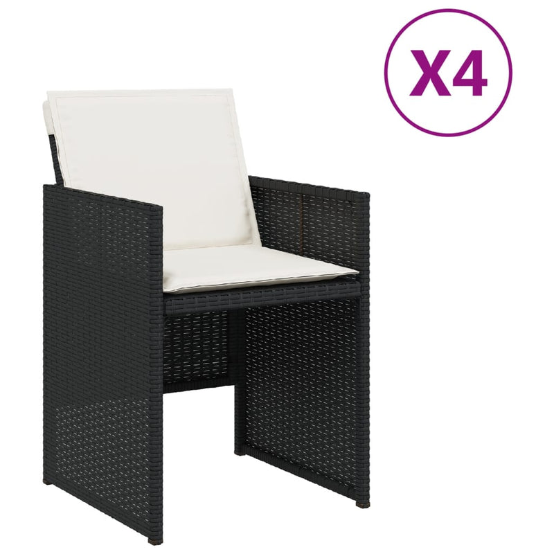 vidaXL 4 db fekete polyrattan kerti szék párnával