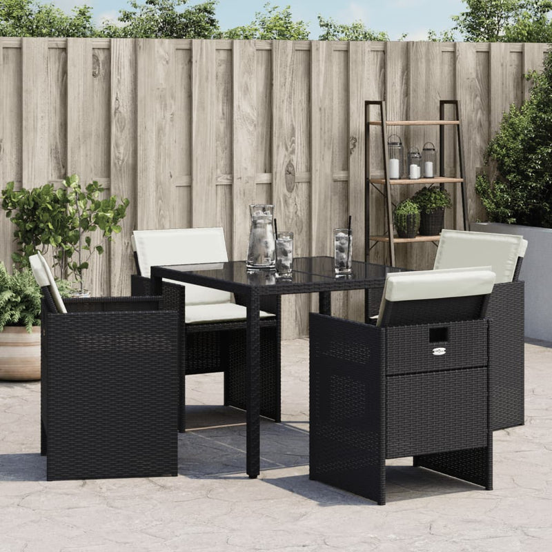 vidaXL 4 db fekete polyrattan kerti szék párnával