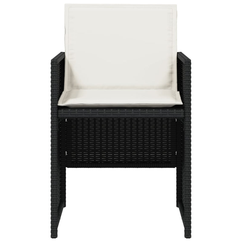 vidaXL 4 db fekete polyrattan kerti szék párnával