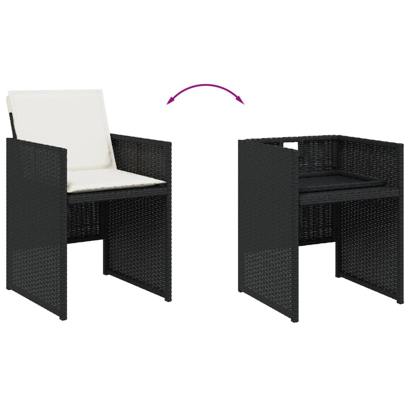 vidaXL 4 db fekete polyrattan kerti szék párnával