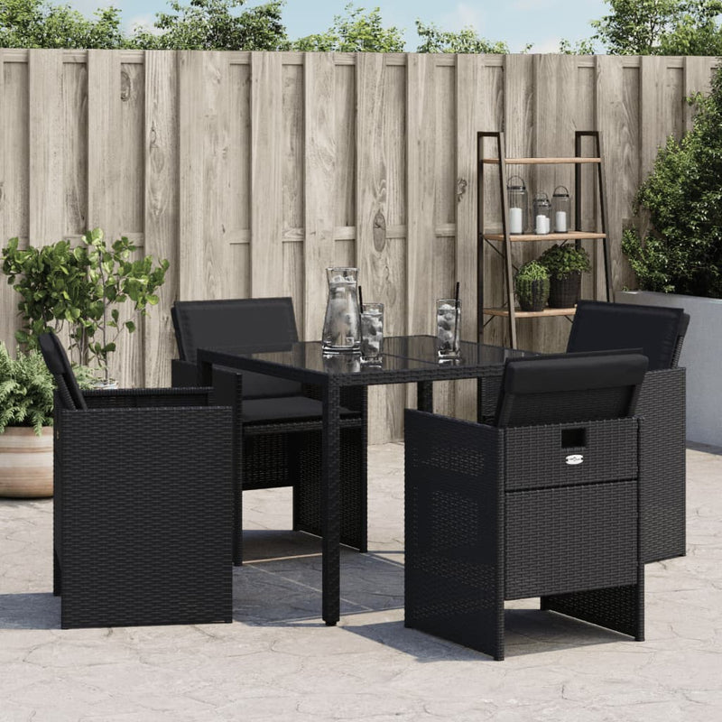 vidaXL 4 db fekete polyrattan kerti szék párnával