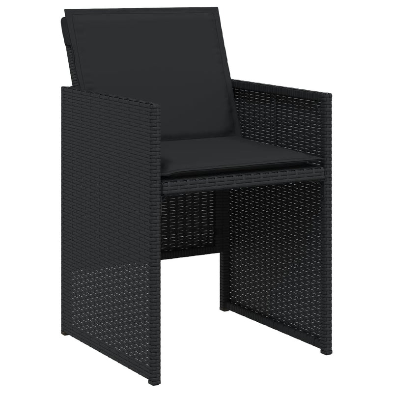 vidaXL 4 db fekete polyrattan kerti szék párnával