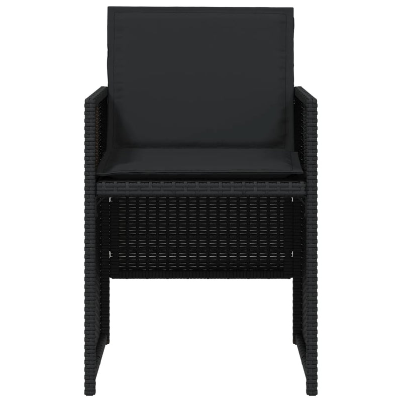 vidaXL 4 db fekete polyrattan kerti szék párnával