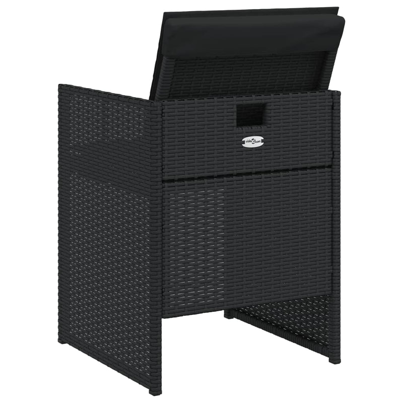 vidaXL 4 db fekete polyrattan kerti szék párnával