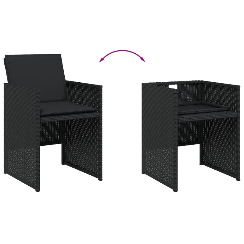 vidaXL 4 db fekete polyrattan kerti szék párnával