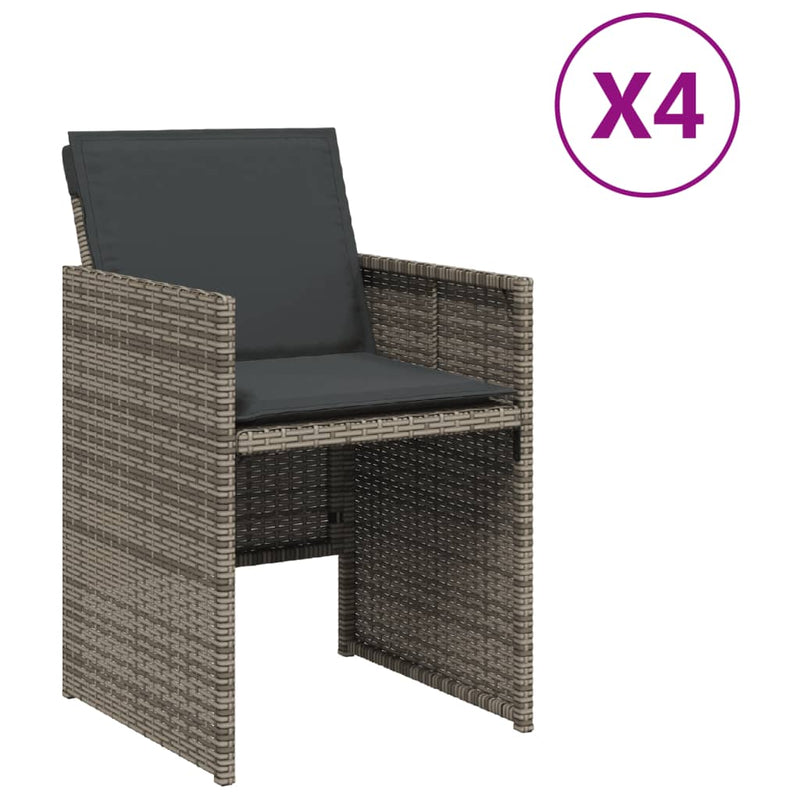 vidaXL 4 db szürke polyrattan kerti szék párnával