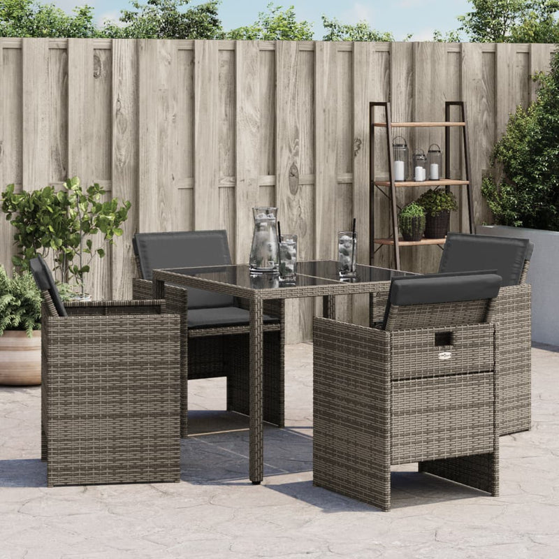vidaXL 4 db szürke polyrattan kerti szék párnával