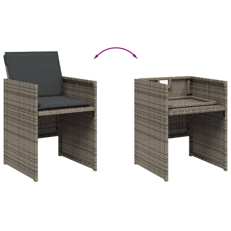vidaXL 4 db szürke polyrattan kerti szék párnával
