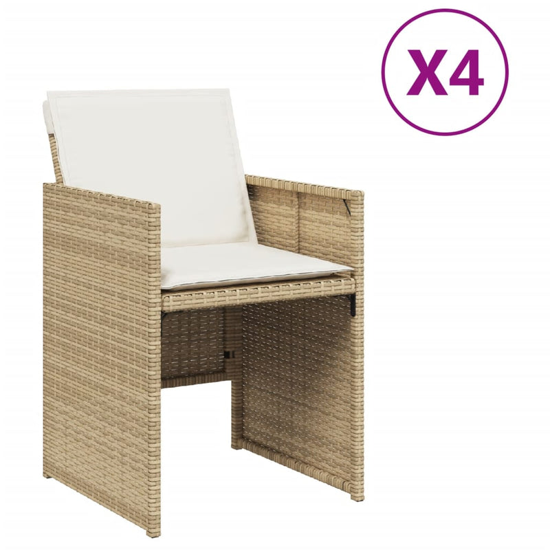 vidaXL 4 db bézs polyrattan kerti szék párnával