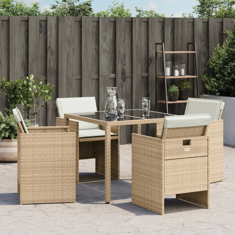 vidaXL 4 db bézs polyrattan kerti szék párnával