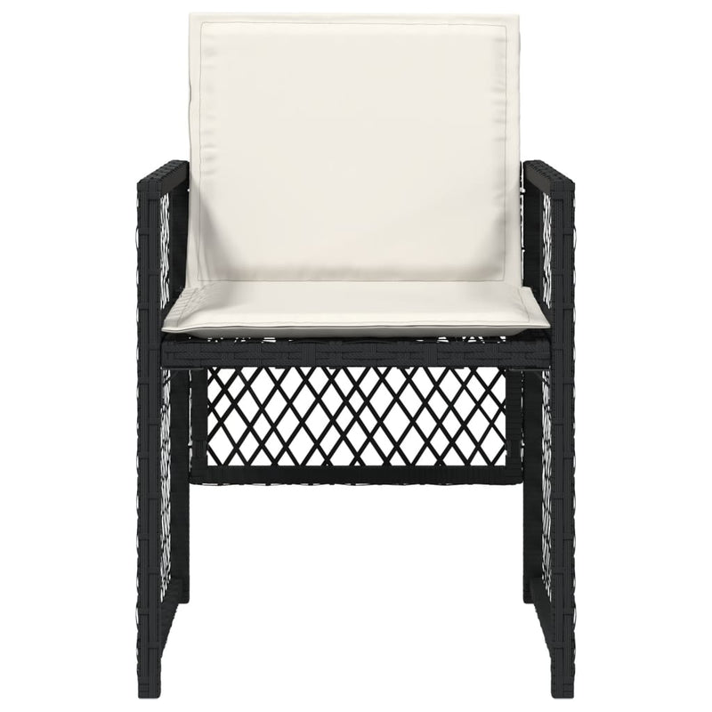 vidaXL 4 db fekete polyrattan kerti szék párnával