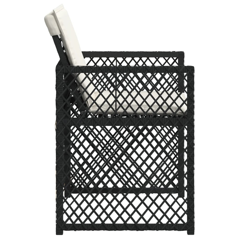 vidaXL 4 db fekete polyrattan kerti szék párnával