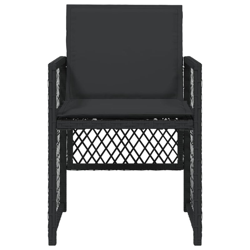 vidaXL 4 db fekete polyrattan kerti szék párnával