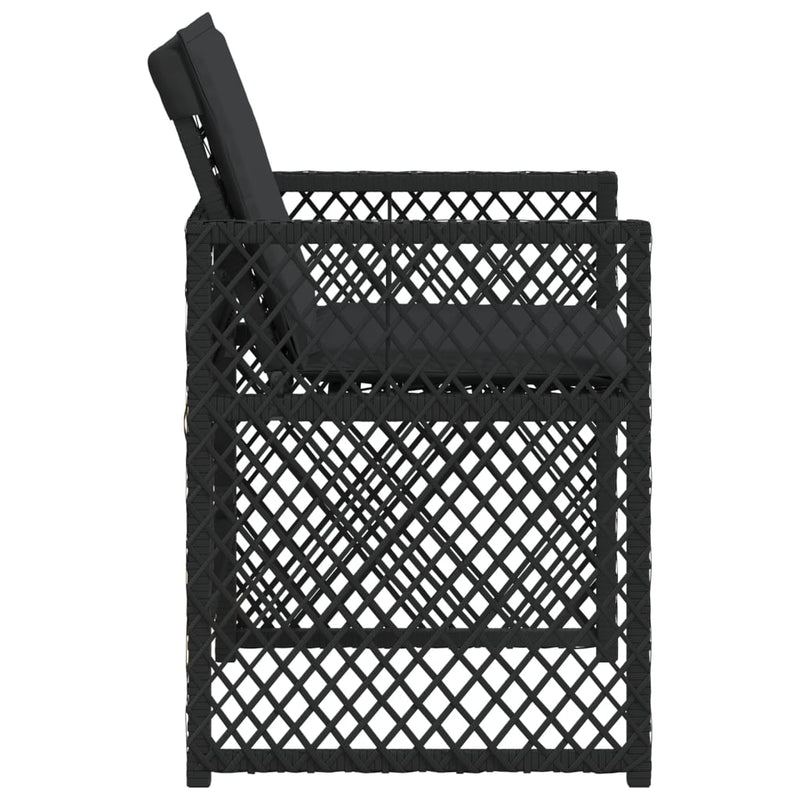 vidaXL 4 db fekete polyrattan kerti szék párnával