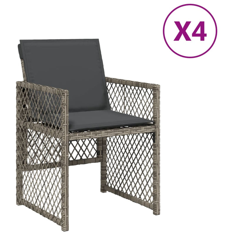 vidaXL 4 db szürke polyrattan kerti szék párnával