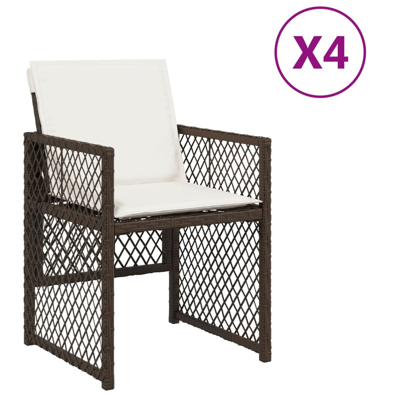 vidaXL 4 db barna polyrattan kerti szék párnával