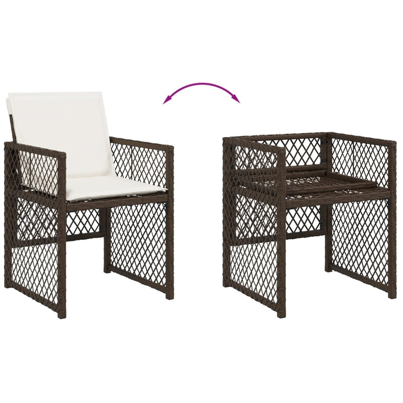 vidaXL 4 db barna polyrattan kerti szék párnával