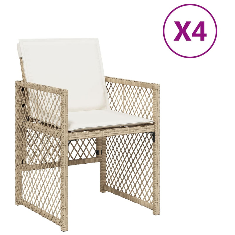 vidaXL 4 db bézs polyrattan kerti szék párnával