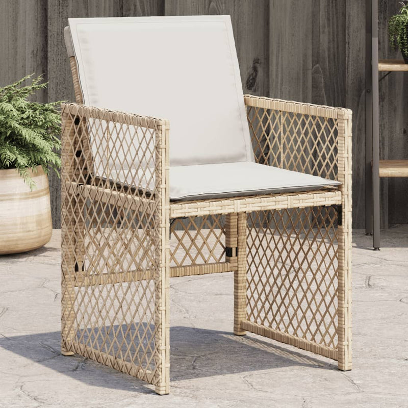 vidaXL 4 db bézs polyrattan kerti szék párnával