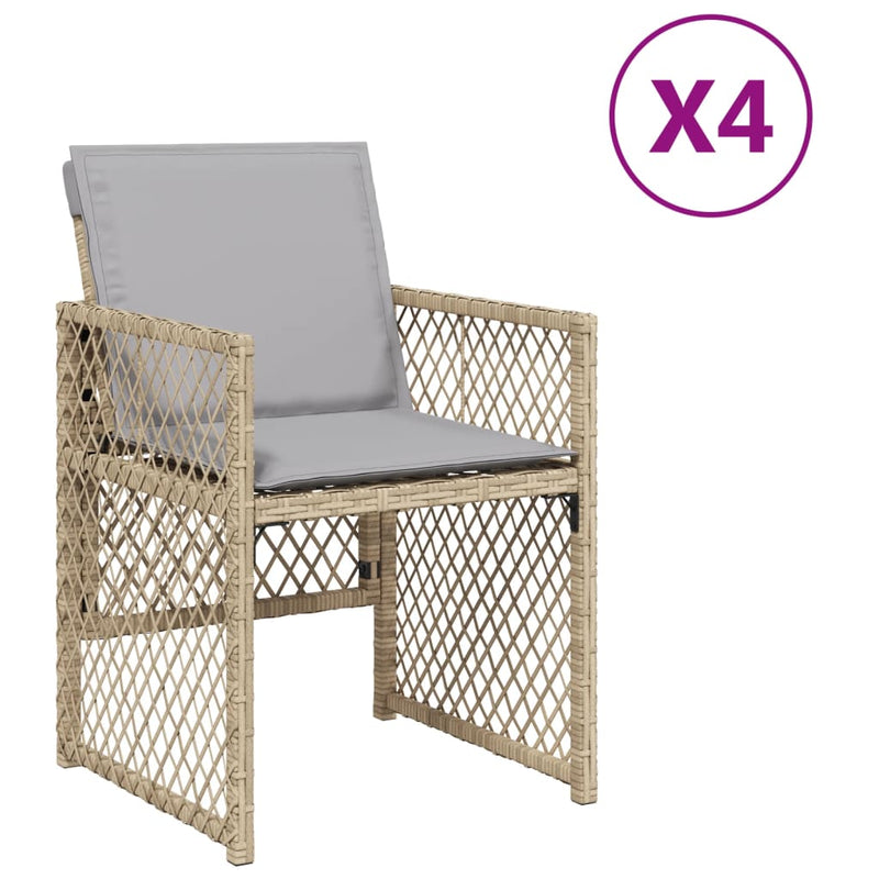 vidaXL 4 db vegyes bézs polyrattan kerti szék párnával