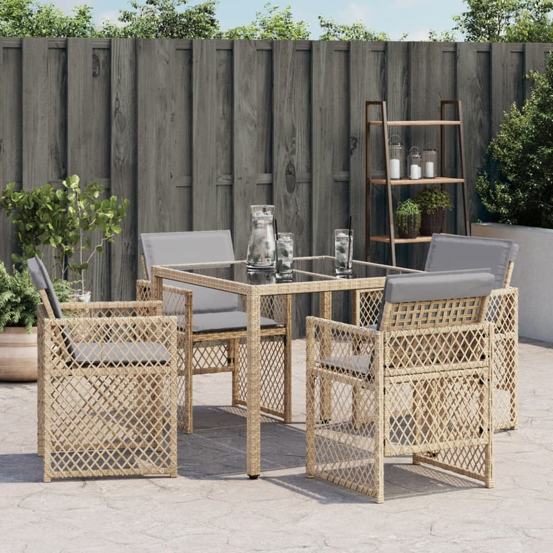 vidaXL 4 db vegyes bézs polyrattan kerti szék párnával