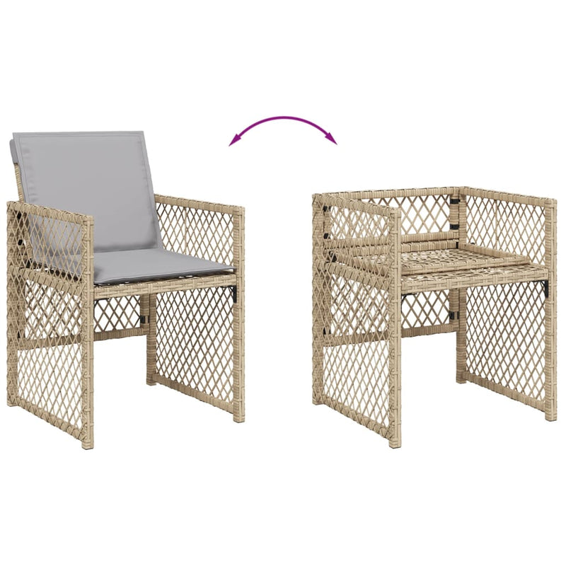 vidaXL 4 db vegyes bézs polyrattan kerti szék párnával